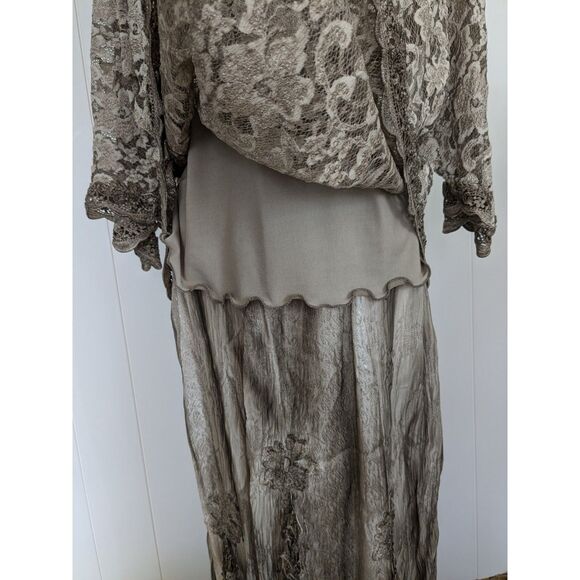 Vintage Pat Dahnke 2 Piece Lace Set - Boho Western Wedding Wear - Cognac - M - Picture 5 of 10